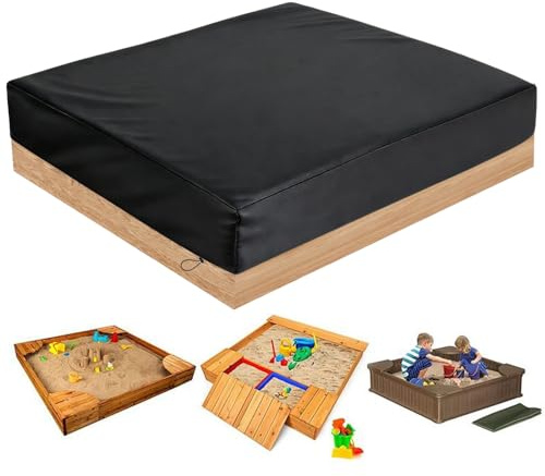 Mineup Housse de Bac à Sable 160 x 160 cm, Couverture de Bac à Sable avec Cordon de Serrage, Protection Bac à Sable, Bâche Bac à Sable pour bac à Sable, Piscine, Jardin
