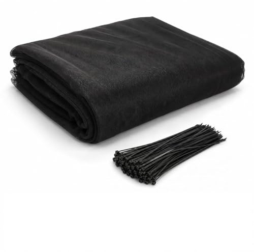 Forbabe 6 m x 3 m Moskitonetz, Insektenschutznetz Feinmaschig Gemüseschutznetz Schwarz Pflanzenschutznetz, Vogelschutznetz Fliegennetz mit 50 Kabelbinder für Teich Gemüsegarten Balkon Fenster Obstbaum
