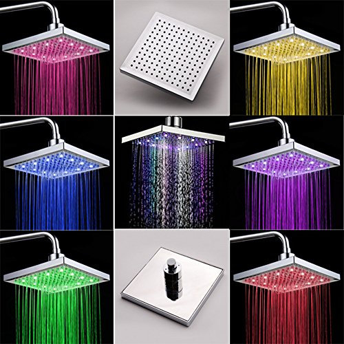 Alcachofa de ducha, cabezal de ducha con 7 led de colores luminosos, cambiantes, automático, antical...