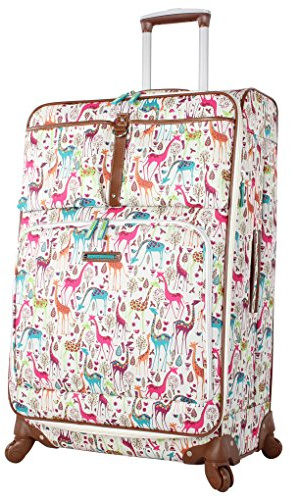 Lily Bloom Design Pattern 28 Luggage Softside Expandable With Double Spinner Wheels, Large Lightweight Suitcase Checked Bag For Women, Giraffe Park, 71.12 cm