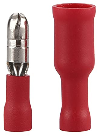 Heschen 100 connettori a crimpare maschio e femmina a sgancio rapido in vinile isolato, 0,5 – 1,5 mm² (22 – 16 AWG), colore rosso