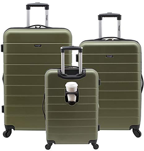 Wrangler Smart Spinner Hardside Luggage, 3 Piece Set, Olive Green