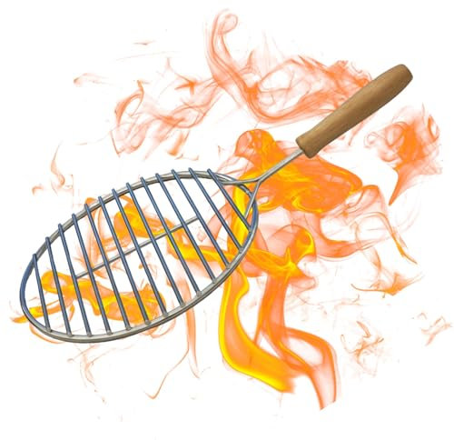 BBQ Dragon 9 Round Grill Grate for Charcoal Chimneys - Stainless Steel, Fits Weber & Other Large Chimneys - Cooking Grate with Wood Handle