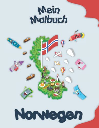 Mein Malbuch über Norwegen: Malvorlagen von Tieren, Landschaften und Charakteren. Kinder 2-6 Jahre alt