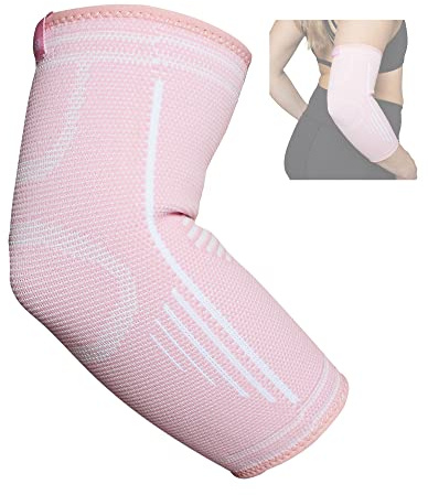 RiptGear Elbow Compression Sleeve - Elbow Brace for Men and Women - Elbow Sleeve for Tendonitis, Tennis Elbow, Golfers Elbow, Bursitis, Elbow Support Treatment for Joint Pain (Large, Pink (1 Pack))
