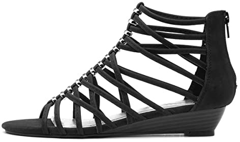 Lilley Sabrina Womens Black Wedge Strappy Sandal - Size 6 UK - Black