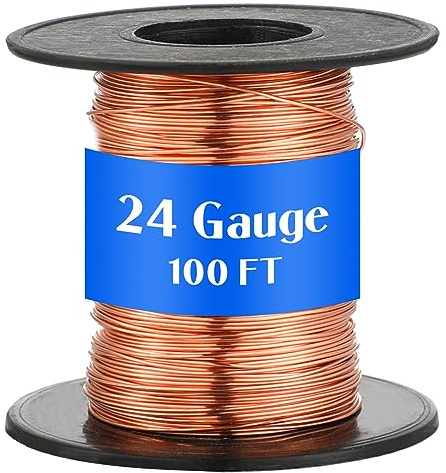 Therwen 100ft 24 Gauge Copper Wire for Gardening, Electroculture, Bonsai, Jewelry Making Beading DIY Craft Pure Bare Copper Wire Spool