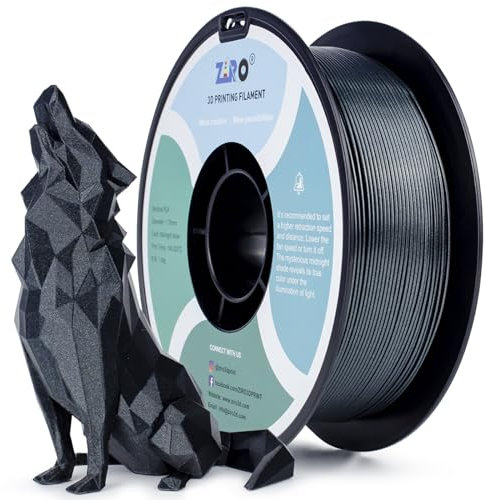 ZIRO 3D Drucker Filament Mystical Series 1.75mm PLA Filament, Glänzend Funkelndes PLA mit Feinerem Glitzer, 1kg/2.2lbs Spule, Passend für Die Meisten FDM 3D Drucker, Mitternachtssilber