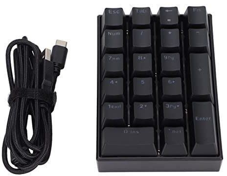 Tastierino Numerico Meccanico, Tastierino Numerico a 21 Tasti Tastierino Numerico Cablato USB con Tastierino Numerico Retroilluminato RGB Per Tastiera da Gioco Portatile Layout Esteso(Red shaft)