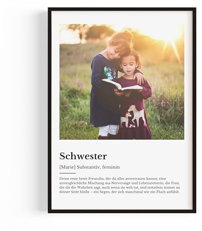 GiveSmiles Foto Geschenk Schwester - Eigenes Bild hochladen als Geschenk für Schwester Geburtstag - Ideal als Geburtstagsgeschenk oder als Weicnatecgeschenke - Beliebte personalisierte Geschenke