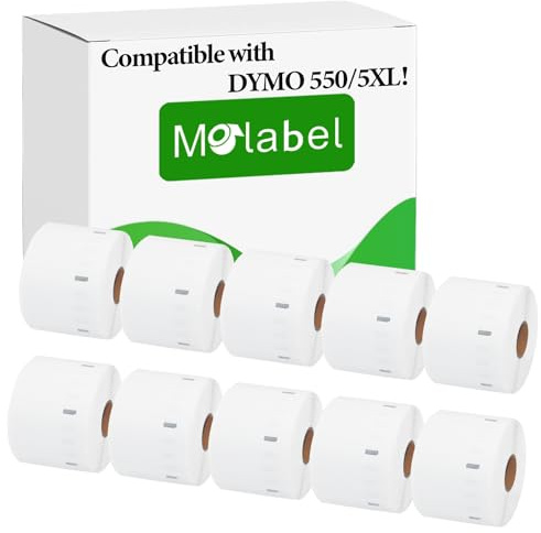 Molabel Lot de 10 Rouleaux Compatibles avec Dymo 11354 S0722540 57mm x 32mm | Étiquettes Multiusages 1000 par Rouleau 10000 au Total pour Dymo LabelWriter 550 Maison Bureau Classement