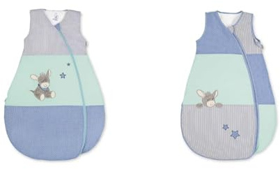 Sterntaler Funktionsschlafsack für Kleinkinder, Esel Emmi, Ganzjährig, Wärmeregulierung, Reißverschluss, 110 cm, Blau/Mehrfarbig & Sommer-Schlafsack für Kleinkinder