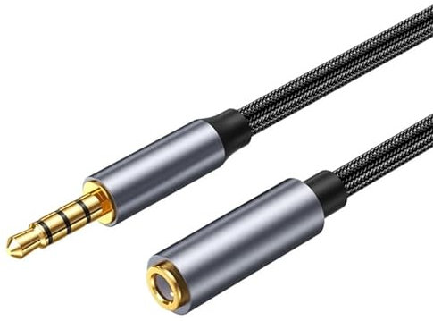 3m 3.5mm Mic Extension Cable Braided Stereo Audio 4-Pole Microphone TRRS Aux Jack Headphone Male to Female compatible with Earphone Car Aux PS4 PS5 Xbox Controller Soundbar Gaming Headset TV etc.