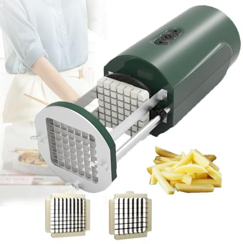 flatpincololee Pommesschneider,Kartoffelschneider Aus Edelstahl, Inklusive 1/2-Zoll- Und 3/8-Zoll-Ersatzkopf,Elektrischer Pommes Frites Schneider–Vergrößerte Schnittkammer, Für Obst Und Gemüse