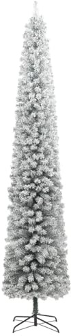 Gecheer Künstlicher Weihnachtsbaum Schlank mit Schnee Tannenbaum Christbaum Tanne Unecht Weihnachtsdeko Beschneit 270 cm PVC