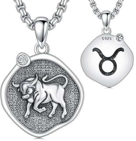 Taurus Zodiac Necklace 925 Sterling Silver Taurus Pendant Necklace Constellation Jewelry Astrology Horoscope Gifts for Women Men
