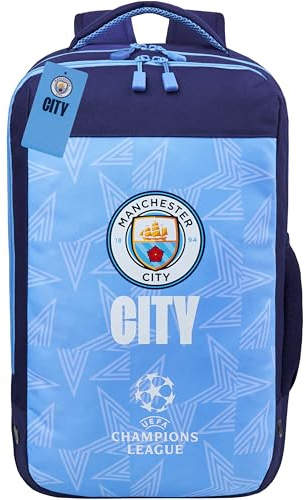 MANCHESTER CITY F.C. Backpack for Men Teens, Rucksack for Work, Boys School Bag, Sports Travel Supporters' Merchandise Gear, Football Gifts for Men (Blue)