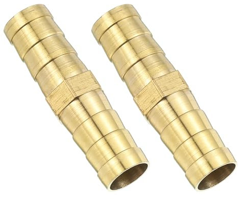sourcing map 2 Pcs Brass Hose Barb Fitting Straight Connector Coupler, 3/8 ID Brass Fitting Air Hose Fittings for Connecting Water Fuel Air, Oil Hoses