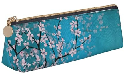 KAPPTYY Trousse à crayons à grande ouverture, légère et spacieuse avec fermeture éclair Motif fleurs de cerisier japonais, blanc, Taille unique, Organiseur de sac