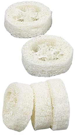 TOVINANNA 5 Piezas Cepillo de Baño de Lufa Jabonera Discos de Lufa para Bandeja de Jabón Organizador de Jabón para Baño Esponja Vegetal para Fregar