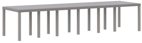 vidaXL Gartentisch in Hellgrau - 350 x 100 x 73 cm, ausziehbar, aus Aluminium, wetterfest, ideal für draußen, einfach zusammenzubauen, modernes Design, rechteckig, Polyrattan Möbel Set.