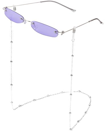 MEGAVOW Rechteckig Schmal Skinny Frameless Sonnenbrille, Brillenband, Retro Schmale Brille für Damen Herren, Vintage Rechteck Candy Farbe Sonnenbrille, Modische Zubehör