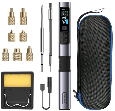 FNIRSI HS02 100W Corded Heat Set Insert Tool & Soldering Iron Kit，Adapter Powered, for 3D Printer, Plastic, Electronics Repair, 3 Preset Temps, 3S Fast Heating, M2-M8 Threaded Brass Insert Nuts