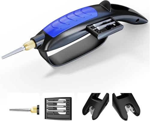 UNIWA Knife Sharpener - All-in-1 Tool Sharpener for Kitchen Knives, Scissors, Pocket Knives, Blade, Hedge Shears, Pruners, Axe (Blue)