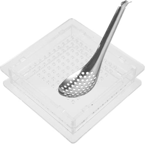 Homoyoyo Máquina para Hacer Caviar 100 Agujeros Dispensador de Salsa de Huevas de Plástico Caja Reutilizable para Gastronomía Molecular Kit Cuchara para Cocina Profesional y Doméstica