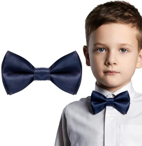 Vexadrix Kids Double-Layer Solid Bow Tie Pre-Tied Adjustable Unisex