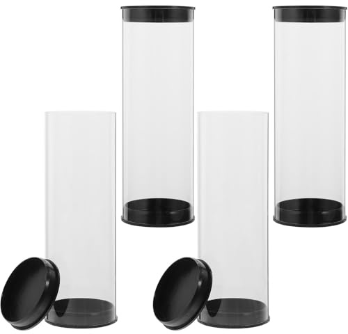 Clear Golf Ball Display Case Tubes with Caps 4 Pack, Transparent PVC Storage Holders for Collector Balls, Home Office Store Display & Golf Bag Organization