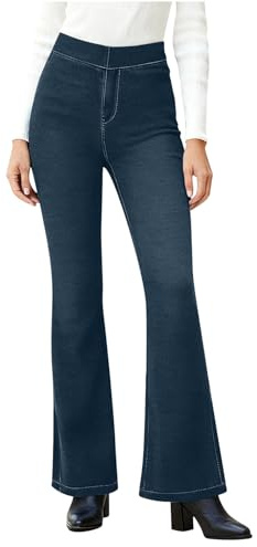 Lmdudan Jeans for Women High Waisted Flare Pants Stretchy Bell Bottom Trousers Pull on Denim Jean Bootcut Leggings 2026 Dark Blue