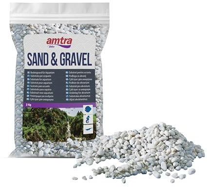 AMTRA GHIAIA NOA, ghiaia naturale dell'acquario, pavimento decorativo, grani grossolani bianchi dimensioni 4-8 mm, formato 2kg