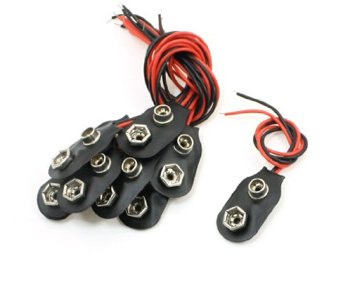 uxcell 10 connettori a clip per batterie da 15 cm, 9 V, colore nero e rosso