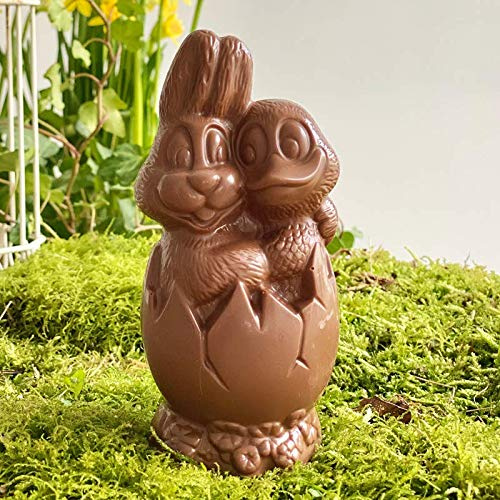 Moulage chocolat de Paques SANS SUCRE spécial diabétique LAPIN COPAIN 120g - chocolat de Pâques - Fabrication artisanale - chocolat paques lapin poule cloche poussin oeuf (Chocolat lait san sucre)