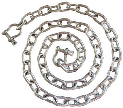 US Stainless 4 Foot Stainless Steel 316 Anchor Chain 1/4 (6mm) by 4 Foot with 2 Stainless Steel Oversized Shackles - Boat