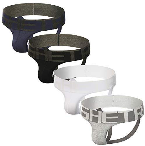 BSHETR Jockstrap för män med superbrett band, basic-bomull, andas, atletiskt stöd för män (flerfärgad, 4-pack) storlek M: 71,1 – 76,2 cm, 71 – 76 cm), Flerfärgad (4-pack), size M:28-30,71cm-76cm