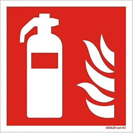 Feuerlöscher Symbol Schild Brandschutzzeichen 15x15cm Kunststoffplatte von MBS-FIRE