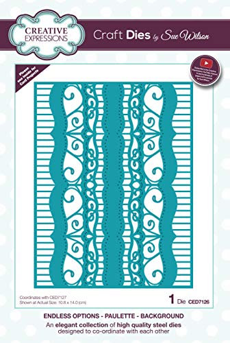 Sue Wilson Endless Options-Paulette Background-Craft - Troquel de metal, 14 x 10,8 cm