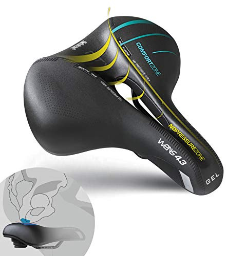 Sella per Bici Trekking e City Bike Gel Unisex WENS 4.3 Imbottitura Super PERFORMANTE Anatomica MORPHOS (Black)