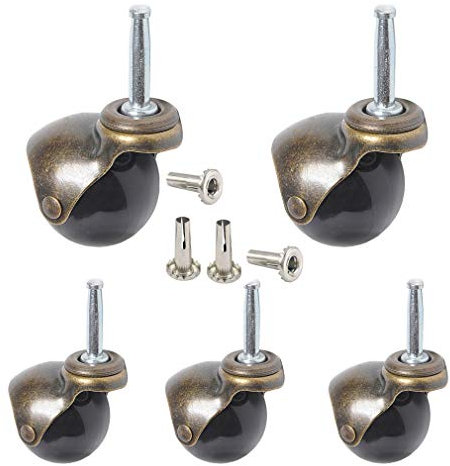 2Antike Gold Schwenkbare Ball Caster,Möbelrollen (4 Teiliges Set),Einbau der EinsteckstangeM8*38mm,für Möbel,Sofas,Geräte(5 pieces)