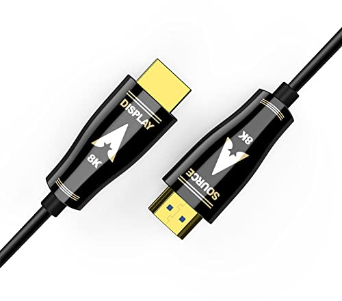 8K Fibre Optic HDMI Cable 10M HDMI 2.1 8K 60@Hz 4 K@120 Hz D-olby Vision 48 Gbit/s eARC D-olby Atmos gut für HDCP 2.2/2.3, PS5, PS4, Xbox Nintendo Switch, Roku QLED, Apple TV Projektor (10 m)