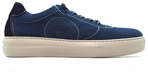 EXODO - BE-1064 Marino - Zapato Casual de Piel, cordón elástico, Suela de Goma, para: Hombre Color: Marino Talla:43