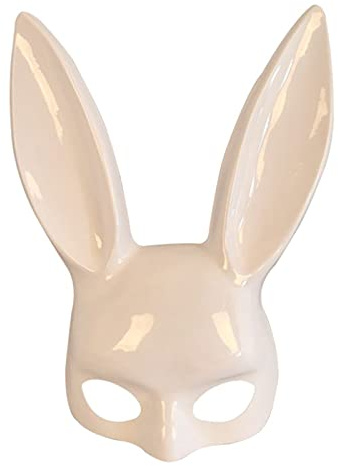 Fiorky Svart öron kaninmask, kvinnor maskerad kaninmask, anime cosplay heltäckande ansiktshuvudbonad, kaninmask cosplay mask festrekvisita för födelsedag påsk halloween kväll fest kostym tillbehör