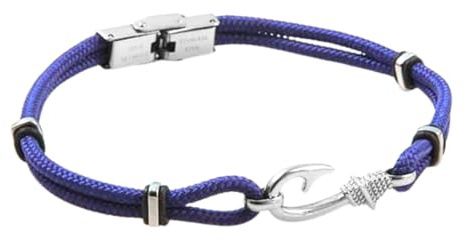 amorili Bracciale Amo da Pesca Pescatore in Acciaio Inox e Corda | Gioiello Nautico Maschile | Braccialetto Sportivo e Resistente | Idea Regalo Uomo Amante del Mare bcc1602b