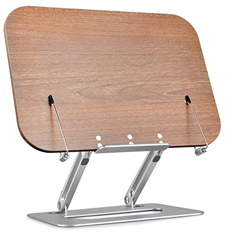 Buchständer Leseständer Kinder, Holz Bücherständer Metall Verstellbar, Buchhalter Zusammenklappbar, Kochbuchhalter Küche, Höhenverstellbar und Winkel Einstellbar, Book Holder Stand Tragbare