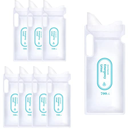 GERUI 8pcs Urinbeutel für Unterwegs 700ml, Toilette für Unterwegs,Einweg-Urinbeutel， Notfall Toilette für Camping, Wandern, Reise, Verkehrsstau