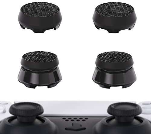 PlayVital Thumbs Pro Armor Pulgar Extensor para ps5 Control Tapas de Joysticks Caps Tapones Thumbstick para ps5 Mando-2 Alturas Elevadas, 2 Alturas Medias Domo(Negro)