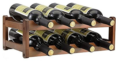 K KELBEL Weinregal aus Bambus für 8 Flaschen,Robustes und Langlebiges Flaschenregal, Weinhalter für Keller,Getränke