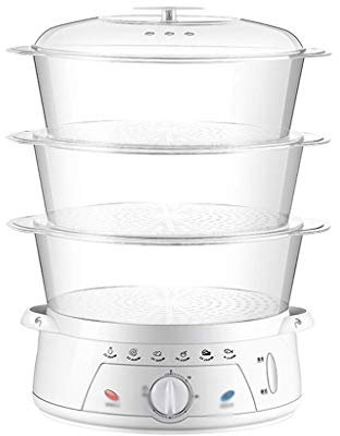 OQHAIR SteamerLargeCapacity Cuiseur Vapeur, Cuiseur Vapeur Électrique 3 Couches, pour Minuterie Cuisson Vapeur, Convient pour La Cuisine À DomicileBlanc